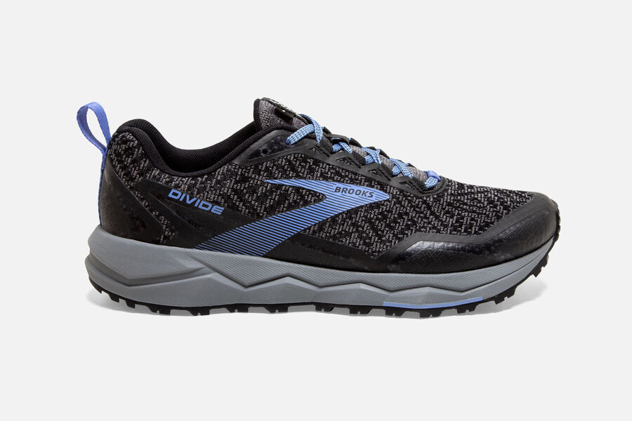 Zapatillas Trail Brooks Divide Mujer Gris/Negras/Flores Azules España YWRT68732